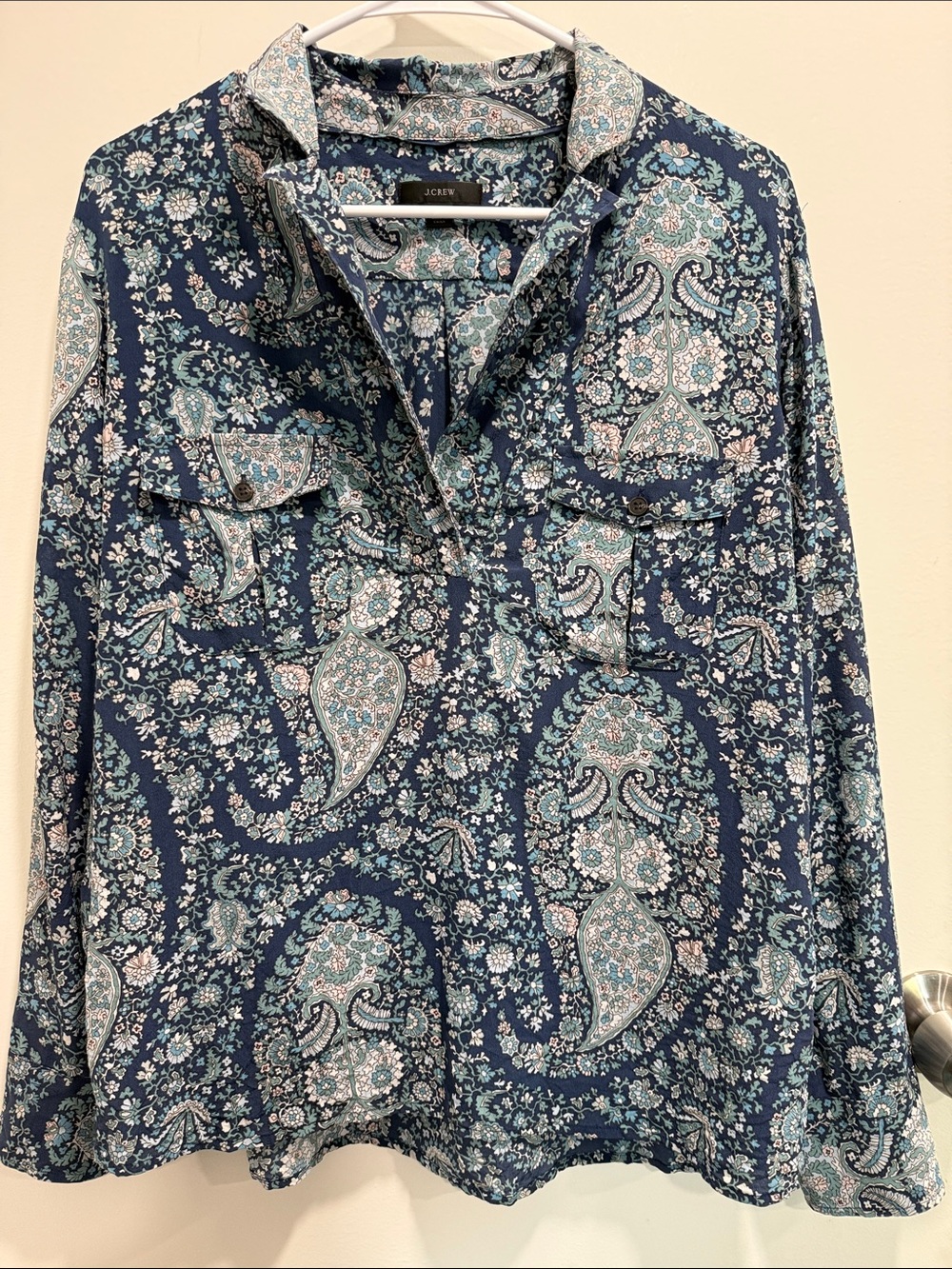 J.Crew Paisley Silk Popover Shirt